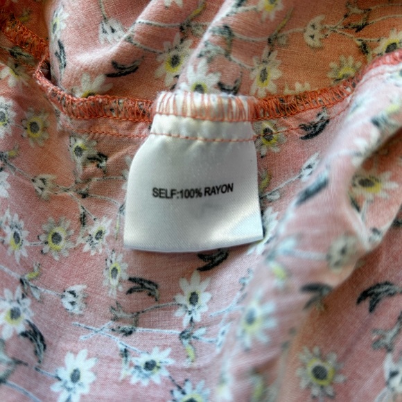 Tangerine Blouse with Flowers Medium - Picture 3 of 4